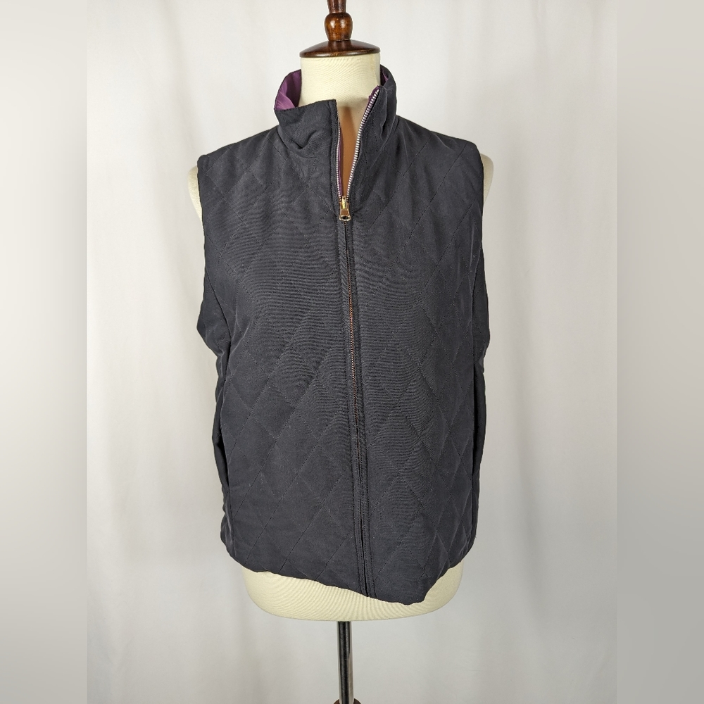 Como Sport Reversible Vest Black Purple Pockets Golf Womens Size Medium M